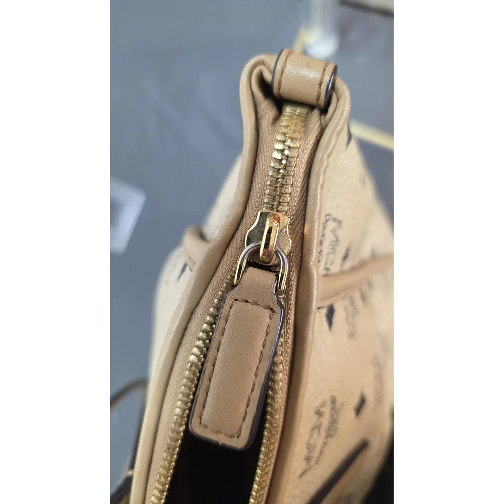MCM Anya Top Zip Medium Shopper Women Medium Beige Good COA‎ Visetos Tote Bag
